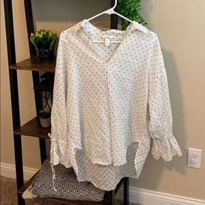Black and white patterned long sleeved tunic